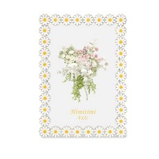 Himitimi 꽃 그림 액자 10.2 x 15.2cm(4 x 6인치) 귀여운 데이지 사진 프레임 화려한 금속 사진 프레임 전면 유리 홈 데코 벽 마운트 및 테이블 탑, Himitimi 꽃 그림 액자 10.2 x 15.2cm