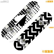 初學者雙翹四輪滑板 專業動作刷街滑板 成人男女生青少年星空滑板 雙翹板交通板技術板入門初學滑步款, ???黑白骷髏???,???鋁合金支架+pu白輪???, 1個