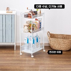 틈새 슬라이딩 공간활용 15cm 캐비닛밀크화이트 카트 3층 미니수납장 좁은공간수납, B. 주방 이동식 카트 DICO2 W260 화이트