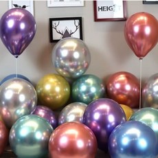 파리스 크롬 메탈 천장 광이 나는 라운드 풍선, 50개, 12메탈릭혼합