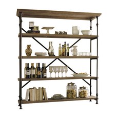 Loft美式鄉村鐵藝實木置物架 復古做舊落地書架 隔板儲物收納架, 詳見包裝, 詳見包裝, 60*35*170