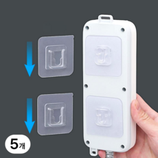 리빙하다 무타공 접착식 멀티탭 고정 홀더, 5개, 투명