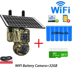 8MP 트레일 카메라 듀얼 렌즈 실외 3G/4G LTE 360도 태양광 발전 ° 팬 틸트 4K 나이트 비전 스마트 모션, 01 빠른  Mainland, 08 WIFI ADD 32GB