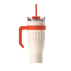대용량 핸들형 빨대 텀블러 1200ML 304스테인리스 DIY스티커, 아이보리, 3개