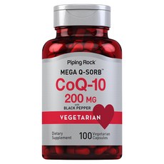 Piping Rock Mega Q-Sorb CoQ10 200毫克 含黑胡椒 素食膠囊, 1個, 100錠
