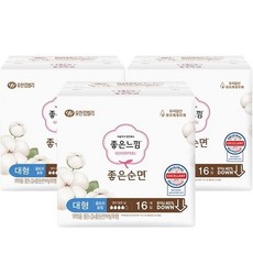 좋은느낌 NEW 좋은순면 생리대, 대형, 16개입, 3개