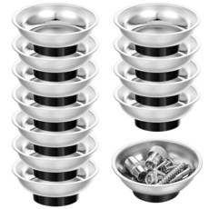 7.6cm(3인치) 원형 자석 그릇 트레이 12개 세트 원형 자석 부품 그릇 스테인리스 스틸 자석 공구 트레이 부품 홀더 나사 소켓 볼트 핀 정비공 및 자동차용