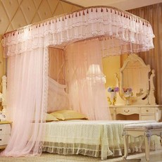 공주모기장 로맨틱스위트 침대모기장 레일형 TBZ 연핑크 180x200cm, 상세페이지 참조