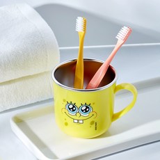 몽디에스 1+1 스폰지밥 에디션 스테인리스 304 손잡이 양치컵 옐로우, 몽디에스 1+1 스폰지밥 에디션 스테인리스 304 손잡