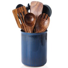 LoeJan 식기 홀더 엑스트라 라지 식기 그릇 안정적인 세라믹 식기 정리함 주방 카운터 농가 장식용 요리 도구 정리함 세트 블루, Flambe Blue