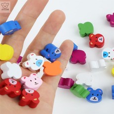 리치점빵 아기자기 캐릭터 나무비즈 비즈팔찌 원석팔찌재료, 곰돌이