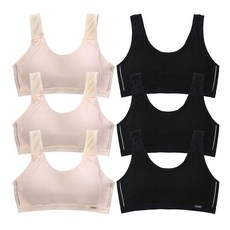 르브니 주니어 메쉬 스포츠브라 6P KC인증 노와이어 패드일체형 2단계 여름 학생 브라 세트