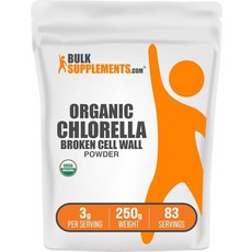 BulkSupplements. com 유기농 클로렐라 파우더 - 깨진 세포벽 그린 슈퍼푸드 파우더 클로렐라 보충제 - 글루텐 프리 1회 제공량당 3g 250g (8.8온, 1개
