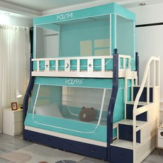 子母牀上下鋪兒童上鋪小屋書架款遮光蚊帳防塵家用雙層高低牀, 1個, 童年蘭:上鋪190*90*110【小屋款高度是107】