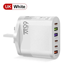 3.1A 6-in-1 3USB 3PD 충전기 삼성 S23용 QC3.0 고속 Xiaomi 휴대폰 EUUSUK 호환 어댑터, 02 881-3A3C UK White