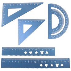 해외 Zorveiio 5피스 금속 기하학 세트 알루미늄 눈금자 제도 키트 각도기 및 삼각형 정밀도 엔지니어 학생 수학 측정 도구블랙 미국매장정품+ 1894464, 블루.