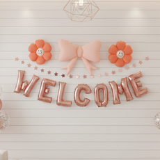 WELCOME 웰컴 풍선세트 베이비샤워 집들이 입학 축하 파티 이벤트, 1세트, 로즈골드