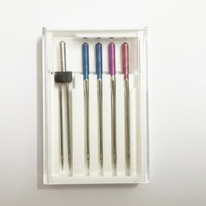 Janome 자노메 미싱 바늘 16호 원단용 데님 UN 재봉틀 청바지두꺼운, 더블, 블루, 퍼플, 레드침 혼합, 1개
