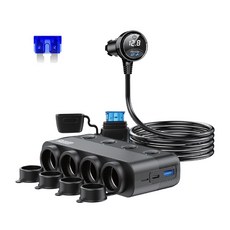 4구 차량용 스위치 멀티 시거잭 소켓 초고속 충전기 볼트게이지 C타입 멀티소켓, 1개