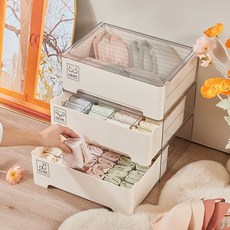 奶油風多格內衣收納盒, 奶油色 - 無格內衣盒, 1個