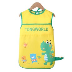 寶寶畫畫衣, 無袖-黃色恐龍,100碼【適合0~3歲】, 黃色恐龍