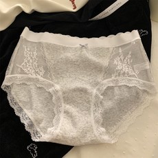 HAIOUXIAN 7A新疆長絨棉女士內褲 蕾絲網紗無痕三角褲, M(80—100斤)