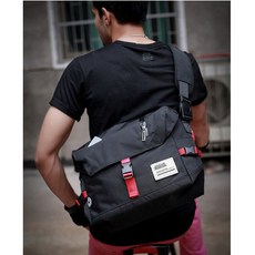 潮牌大容量男單肩包斜背包 防水休閒郵差包 運動斜跨包 單車包, 藍色, 藍色