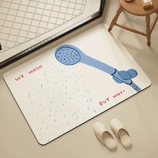 미끄럼방지 욕실 규조토 발매트 빠르게 북유럽 논슬립 예쁜 디자인 욕조용 스타일 마르는, 1개, E. 샤워기-미색 바탕