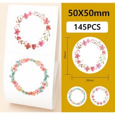 님봇라벨지 Niimbot B21 B3S B1 B2 라벨프린터 용지 원형 꽃테두리 스티커 50*50mm, 1개, 145칸