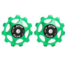 ZTTO 13T MTB 자전거 AL7075 CNC 뒷 변속기 자키 휠 세라믹 베어링 풀리 도로 자전거 가이드 롤러 어른들러, 02 13T, 02 2pcs Green