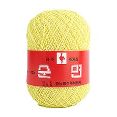 타조 구정 뜨개실 30수 순면 털실 레이스실, 104 레몬, 1개