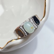 玉我翡翠 冰情綠蛋面戒指 男戒 天然A貨翡翠 冰種玉石 翡翠戒指 男士戒指