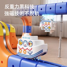 LIULU 磁吸軌道車 海洋鯊魚主題 DIY電動積木軌道玩具, 1個, 磁吸軌道車 單獨一隻車 不含充電線  1套