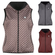 여자 심플 배색 패턴 골프 후드 집업 기모 베스트 스포츠의류