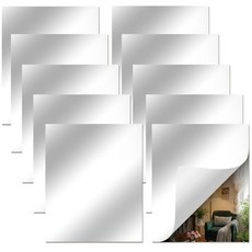 SOFPLATE 10피스 14.9 x 9.9cm(5.9 x 3.9인치) 아크릴 거울 시트 절단 가능한 자체 접착 거울 타일 작은 직사각형 비유리 반사 벽 스티커 침실 가정 체육