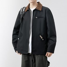 戶外休閒男士夾克 春秋季潮牌商務外套, L, 黑色