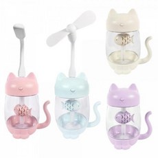무드등 고양이 가습기 휴대용 고양이 미니 가습기 캐릭터 사무실, 아이보리, 단일상품0