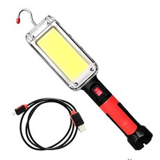 몬스터파워 작업등 COB LED 휴대용랜턴 충전식 집게 자석부착 후레쉬 캠핑등, 몬스터파워 작업등+18650충전지 2개, 1개