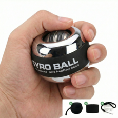 오토매틱 전완근 악력 손목 운동기구 메탈 자이로볼 스트레칭LED, 1개, 메탈크롬LED