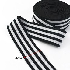 스트라이프 탄성 밴드 웨빙 속옷 바지 고무 리본 테이프 의류 재봉, 7. WhiteBlack-E-40mm / B. 1..., 1개