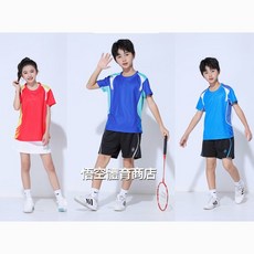 兒童羽球服網球服運動服套裝：新款男童女童童裝短袖兒童上衣訓練服兒童排汙衫