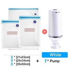 재사용 가능한 진공 식품 보관 지퍼 가방 세트 전기 핸드 헬드 진공 실러 펌프 Sous Vide Bags USB 충전식 BPA 무료, 15pcs Bags-pump Set