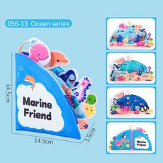 몬테소리 아기 책 장난감 헝겊 유아 바쁜 보드 동물인지 반복 붙여 넣기 조용한 교육 감각, [07] Marine-YJ23005