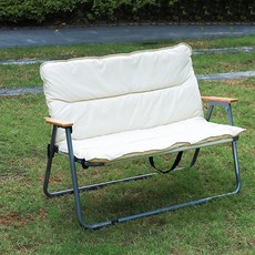 캠핑 휴대용 더블 벤치 접이식 체어 의자, 1개, 더블 쿠션 체어 베이지