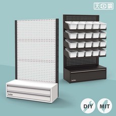 天鋼展示架 DA/DB/DE 台灣製造 多功能賣場置物陳列洞洞板活動架, 1個, 單屜+棚板,黑色