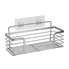 擎昀 304不鏽鋼浴室廚房置物架 免釘免鑽多功能收納, H01M中款 原色銀, 1個