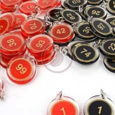 배들 헬스장 키링 양면 번호판 1~100 신발장번호키링, 검정 41~50, 빨강, 1개