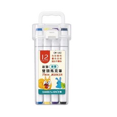 雄獅 雙頭馬克筆 - 色彩鮮明 繪畫書寫皆宜, 1個, CM-102 (12色), 12色