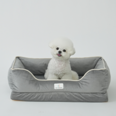 강아지 방석 스펀지 쿠션 분리세탁 가능 미끄럼방지 애견 침대 중형견 소형견 겸용 푹신한 반려동물 펫방석, 그레이, 1개