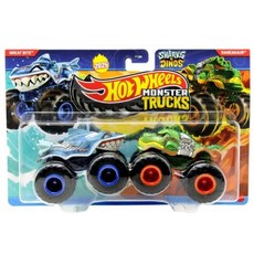 정품++ 핫휠 Hot Wheels Monster Trucks Ragesaur vs Shark Bite 데몰리션 더블 1:64 스케일 다이캐스트 메탈 2팩, 정품++ 핫휠 Hot Wheels Monster Tru